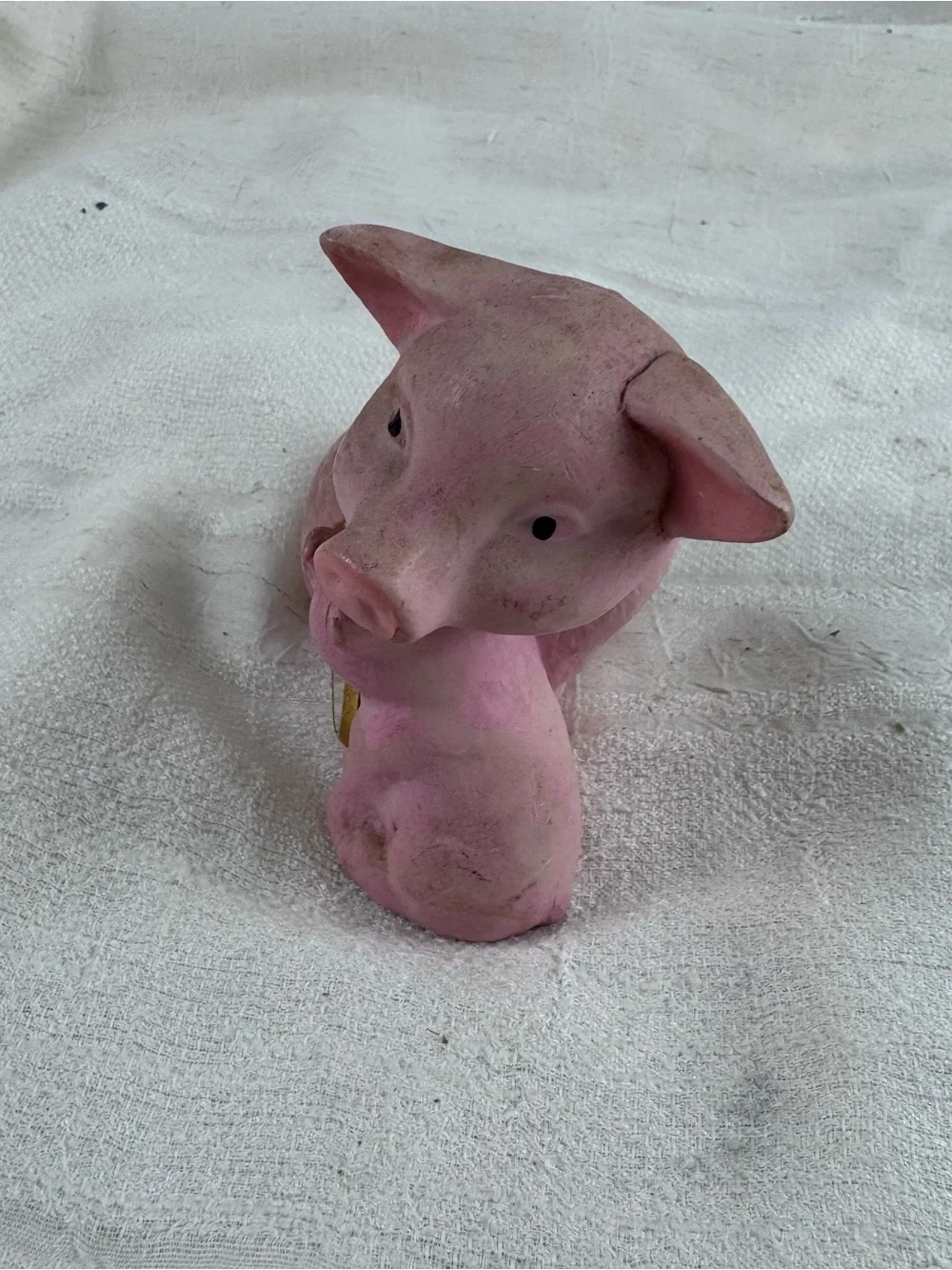 VTG Resin Pig & Piglet Quartz Clock 3.5 Inch Xanadu Japan Movement w/ battery
